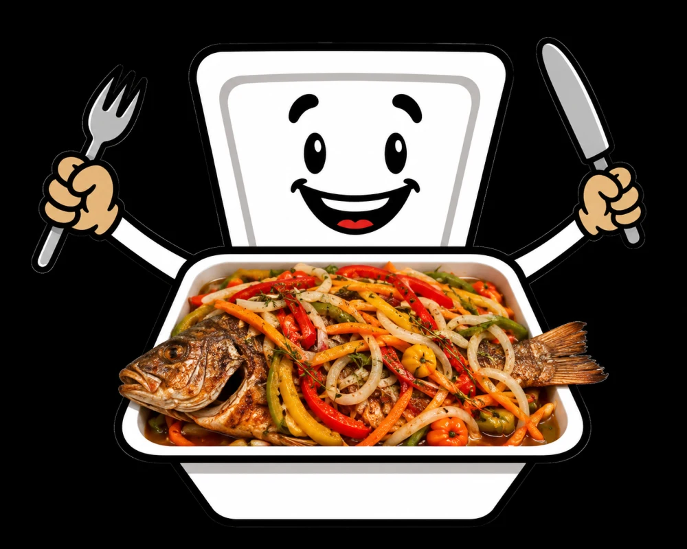Lunch Box character presenting an escovitch fish lunch box